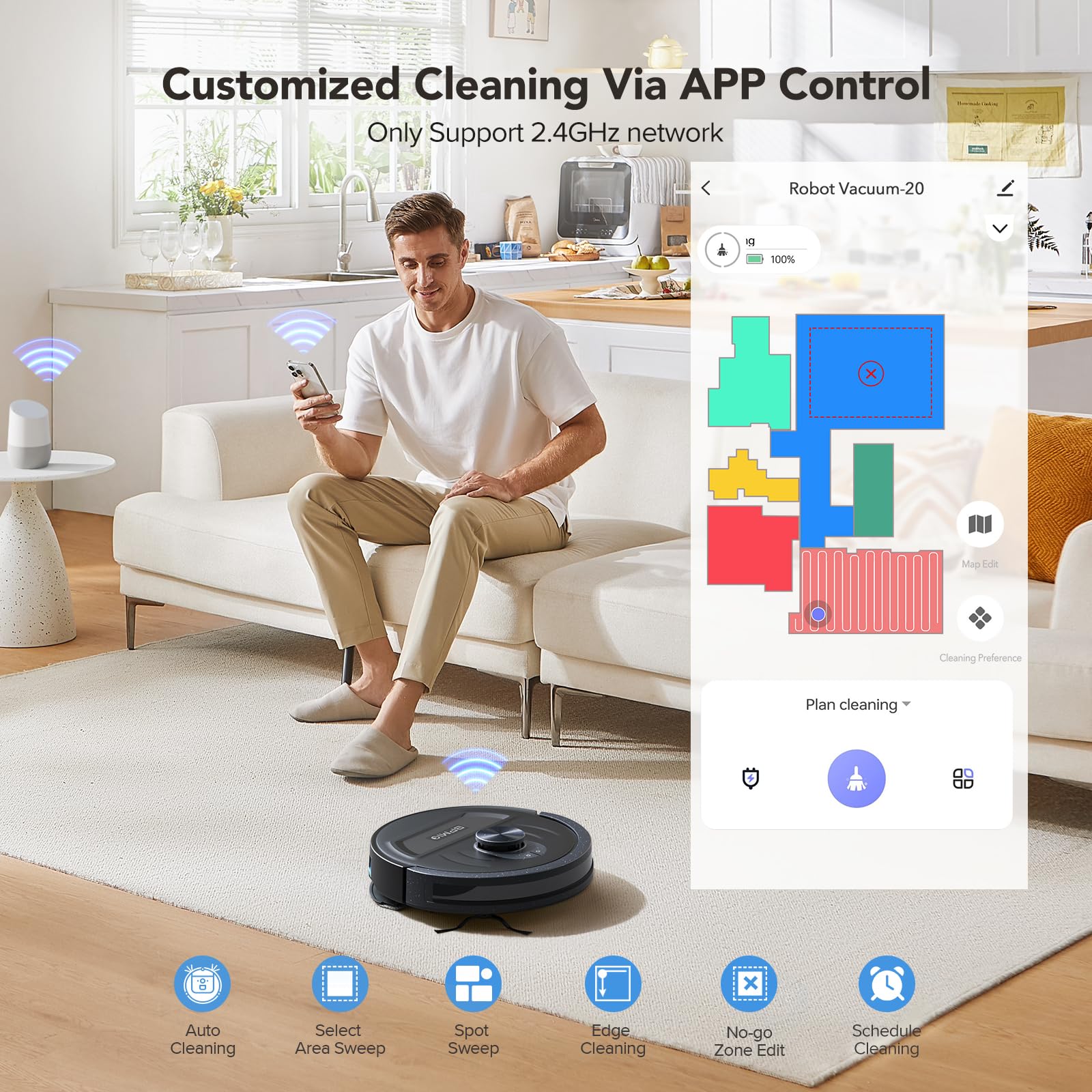 BPMIO Robot Vacuum and Mop Combo, 5500Pa Suction Power, LiDAR Smart Navigation, 120-Min Runtime, App & Alexa Control, Customizable Cleaning, Perfect for Pet Hair, Carpets, and Hard Floors