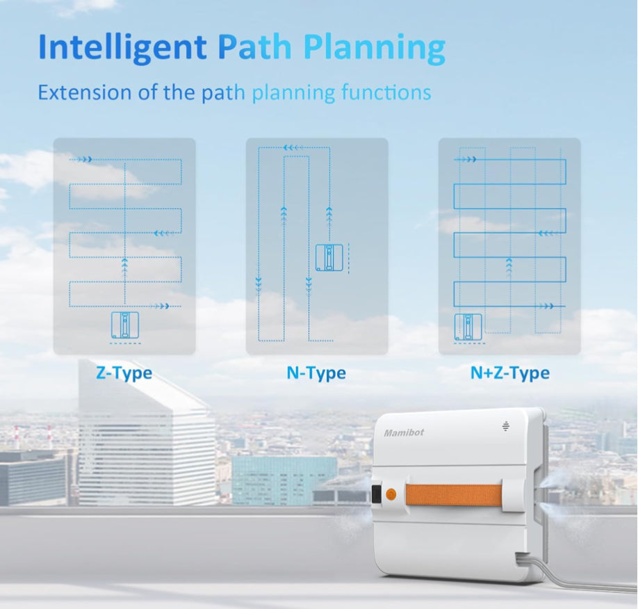 Mamibot W120-DP Window Cleaning Robot, Smart Cleaning with Four Water Spray Cleaning Technology, Multiple Cleaning Modes, 3200Pa Suction Power, Edge Detection Technology,App & Remote Control