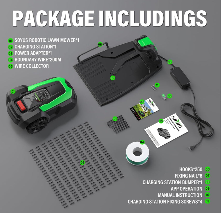 SOYUS Robot Lawn Mower, Automatic Robot Mower APP Controlled with Schedule, Self-Charging, Bluetooth/Wi-Fi Connected Robotic Lawn Mowers, Covers up to 1/3 Acre (15069 sq ft)