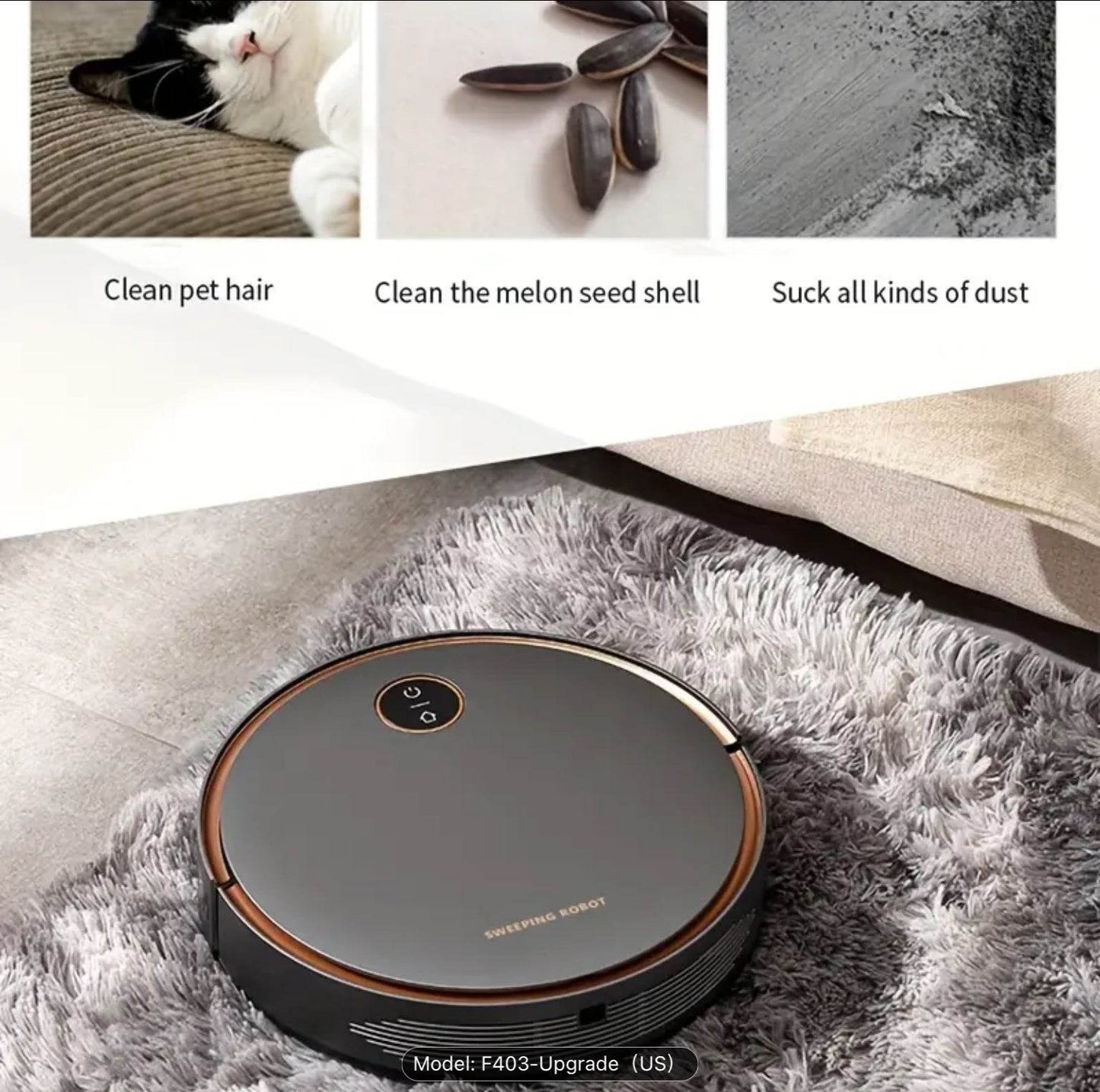 2-in-1 Robot Vacuum Cleaner Self-Charging Robotic Vacuums For Pet Hair Hard Floors Low Pile Carpets (US)