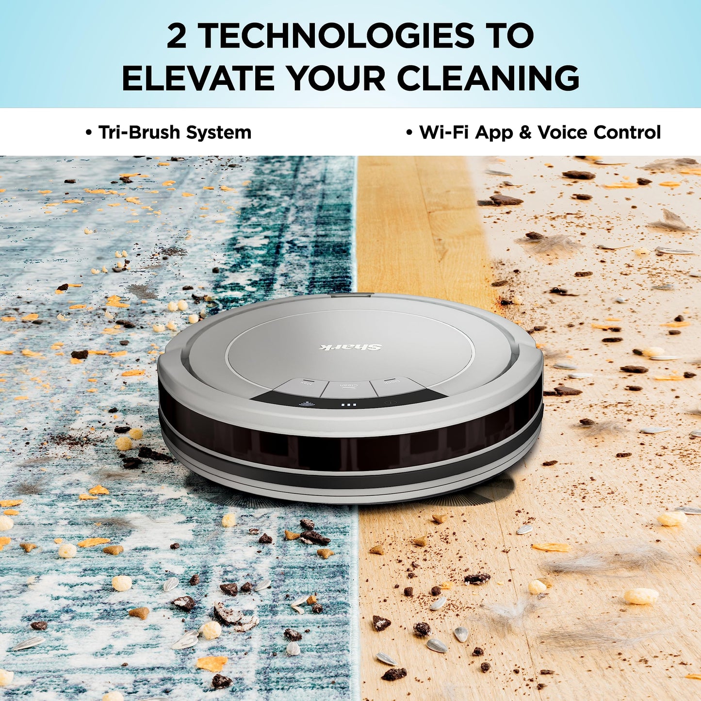 Shark AV753 ION Robot Vacuum, Tri-Brush System, Wifi Connected, 120 Min Runtime, Works with Alexa, Multi Surface Cleaning, Grey