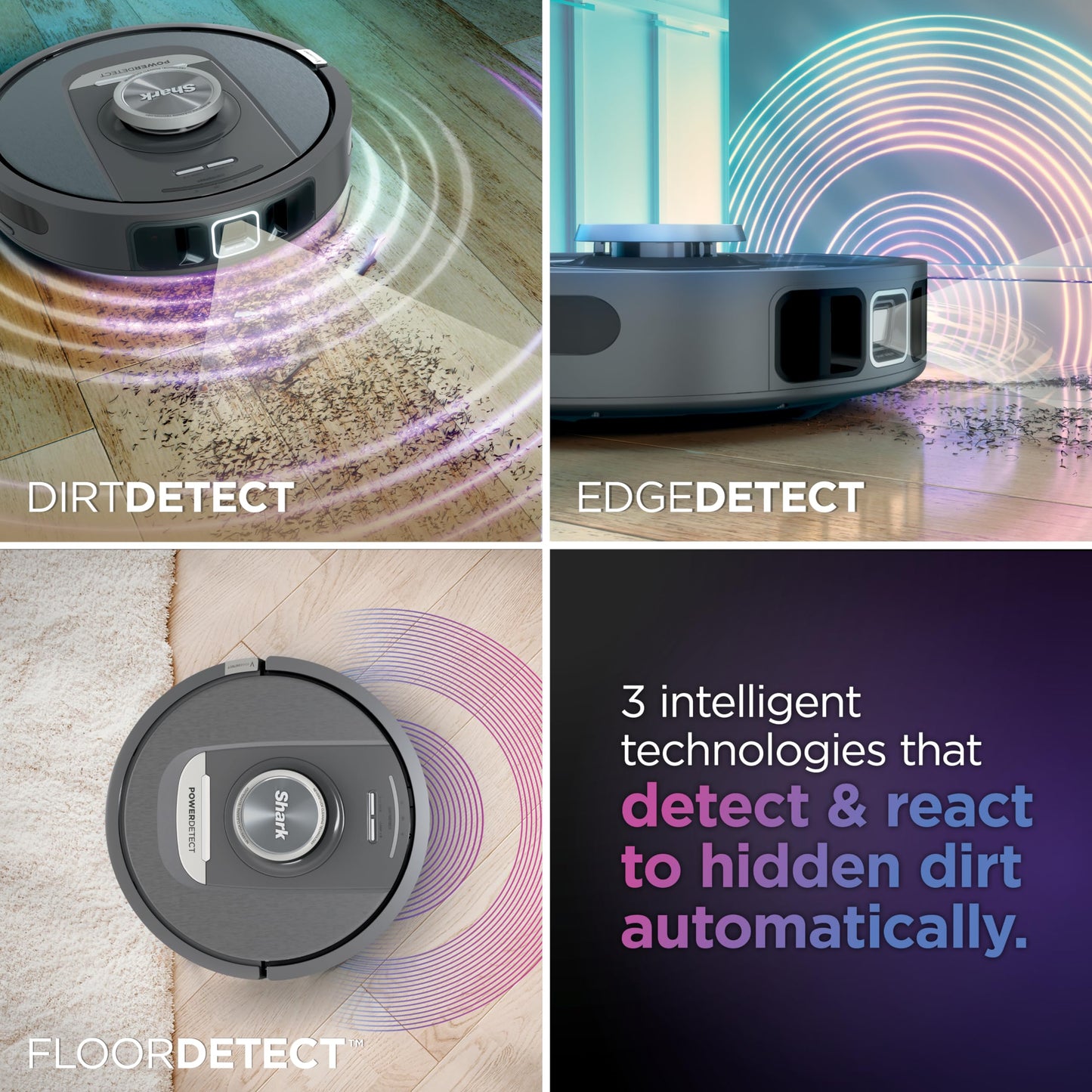 Shark PowerDetect Self-Empty Robot Vacuum with NeverStuck Technology, Auto Deep-Clean Carpets & Hardfloors, XL 60 Day Capacity HEPA Bagless Base Neutralizes Odors, for Pet Hair, Black (AV2820AE)