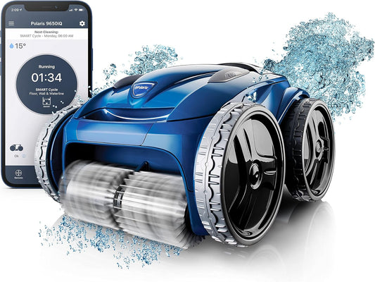 Polaris 9650iQ Sport Robotic Cleaner, Automatic Vacuum for InGround Pools up to 60ft, Smart App, WiFi, Amazon Alexa, 70ft Swivel Cable w/Strong Suction & Easy Access Filter Canister Default Title