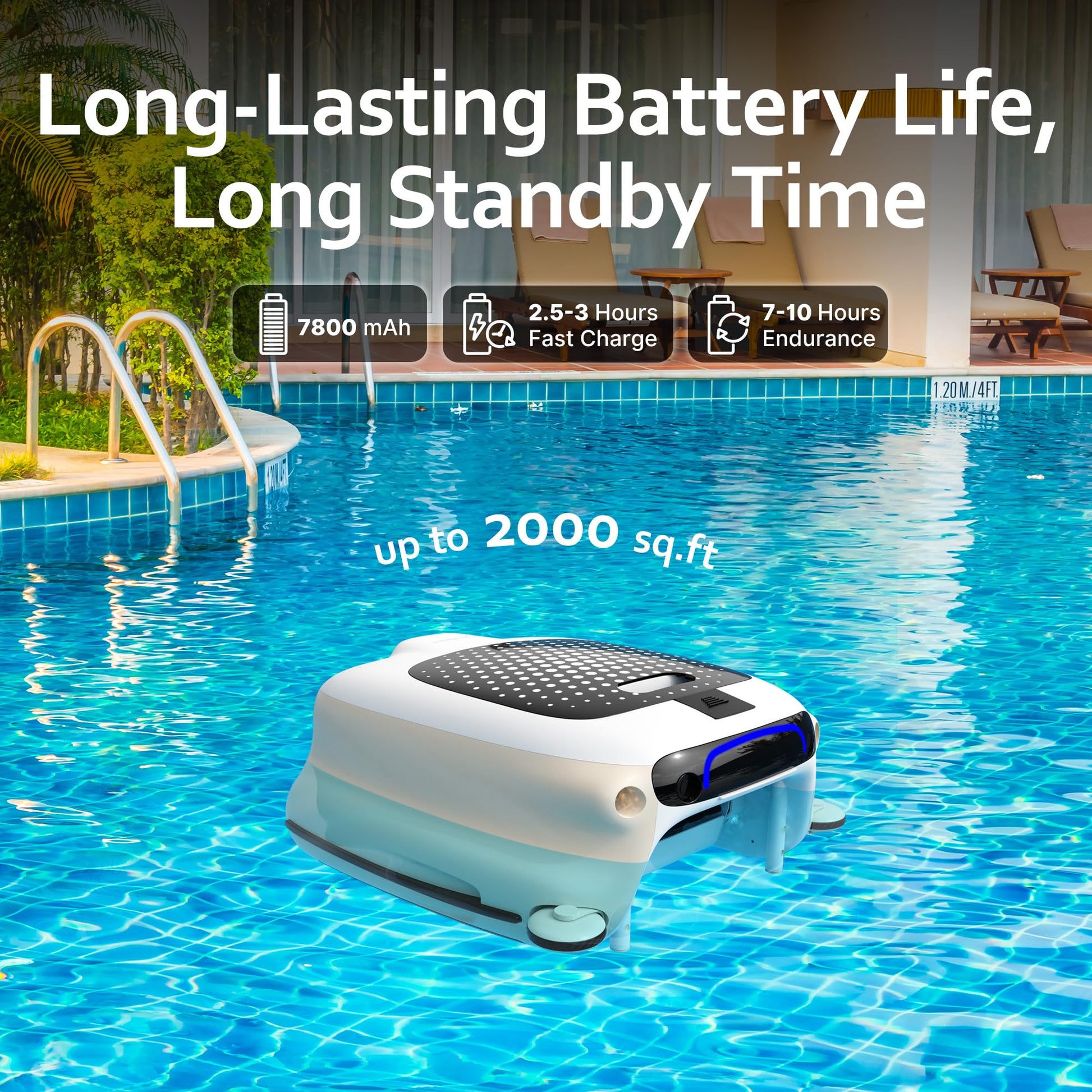 POOLPURE Pool Skimmer Robot with 10 Hours Runtime, Big Battery Instead of Solar Panel, Manual Remote Control Pool Surface Skimmer Robotic, Automatic Pool Skimmer (Skimmer Without Solar Panel)