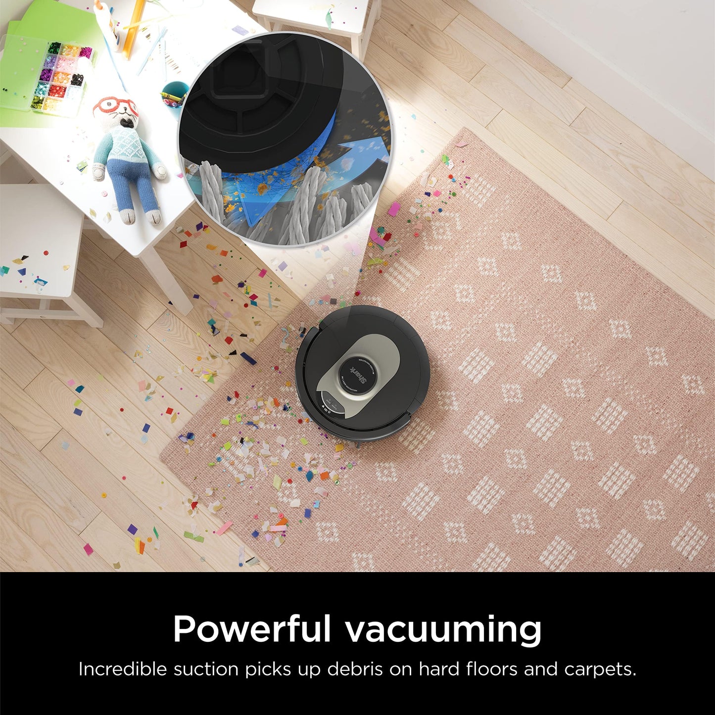 Shark AV2310AE Matrix Self-Emptying Robot Vacuum with No Spots Missed on Carpets and Hard Floors, Precision Home Mapping, Perfect for Pet Hair, Bagless, 45-Day Capacity Base, Wi-Fi Black/Brass