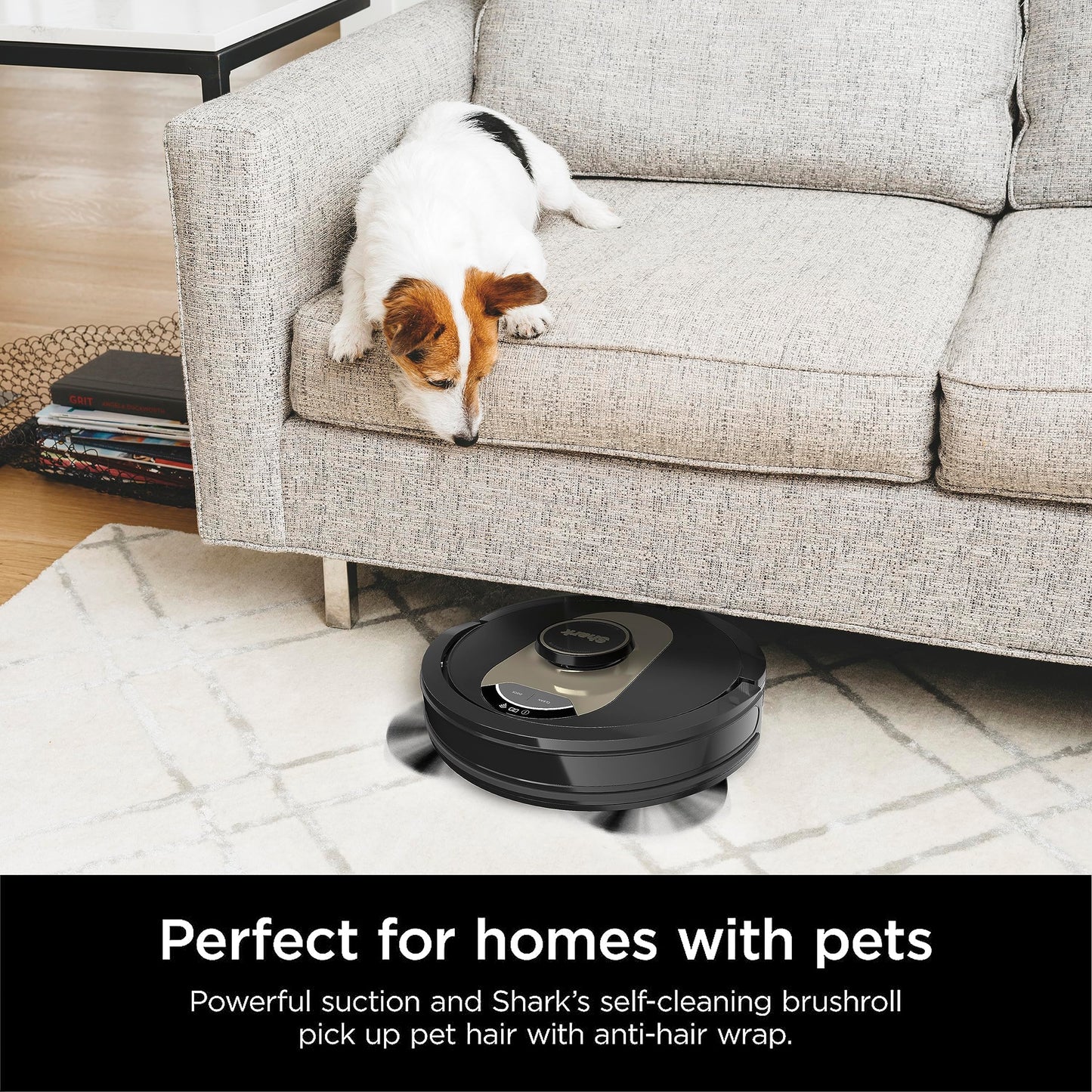 Shark AV2310AE Matrix Self-Emptying Robot Vacuum with No Spots Missed on Carpets and Hard Floors, Precision Home Mapping, Perfect for Pet Hair, Bagless, 45-Day Capacity Base, Wi-Fi Black/Brass