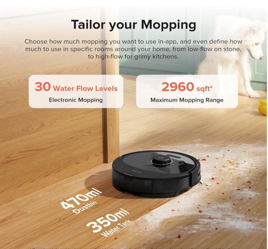 roborock Q8 Max+ Robot Vacuum and Mop, Self-Emptying, Hands-Free Cleaning for up to 7 Weeks, Reactive Tech Obstacle Avoidance, 5500 Pa Suction, DuoRoller Brush, APP-Controlled Mopping, Black