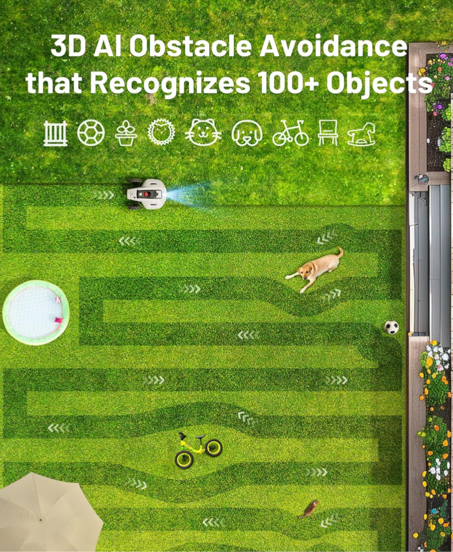 YUKA 1500 Robot Lawn Mower(2024 Version), 3D Vision Positioning & RTK Fusion Mapping System for 0.37 Acres Lawn 45% Slope, Cut Height 1.2"-4.0", Perimeter Wire Free, APP Control