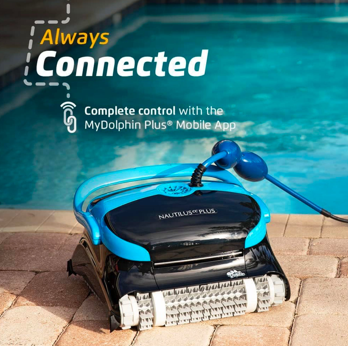 Dolphin Nautilus CC Plus Wi-Fi Automatic Robotic Pool Vacuum Cleaner, Always Cleaning, Never Charging, Ideal for In-Ground Pools up to 50 FT in Length