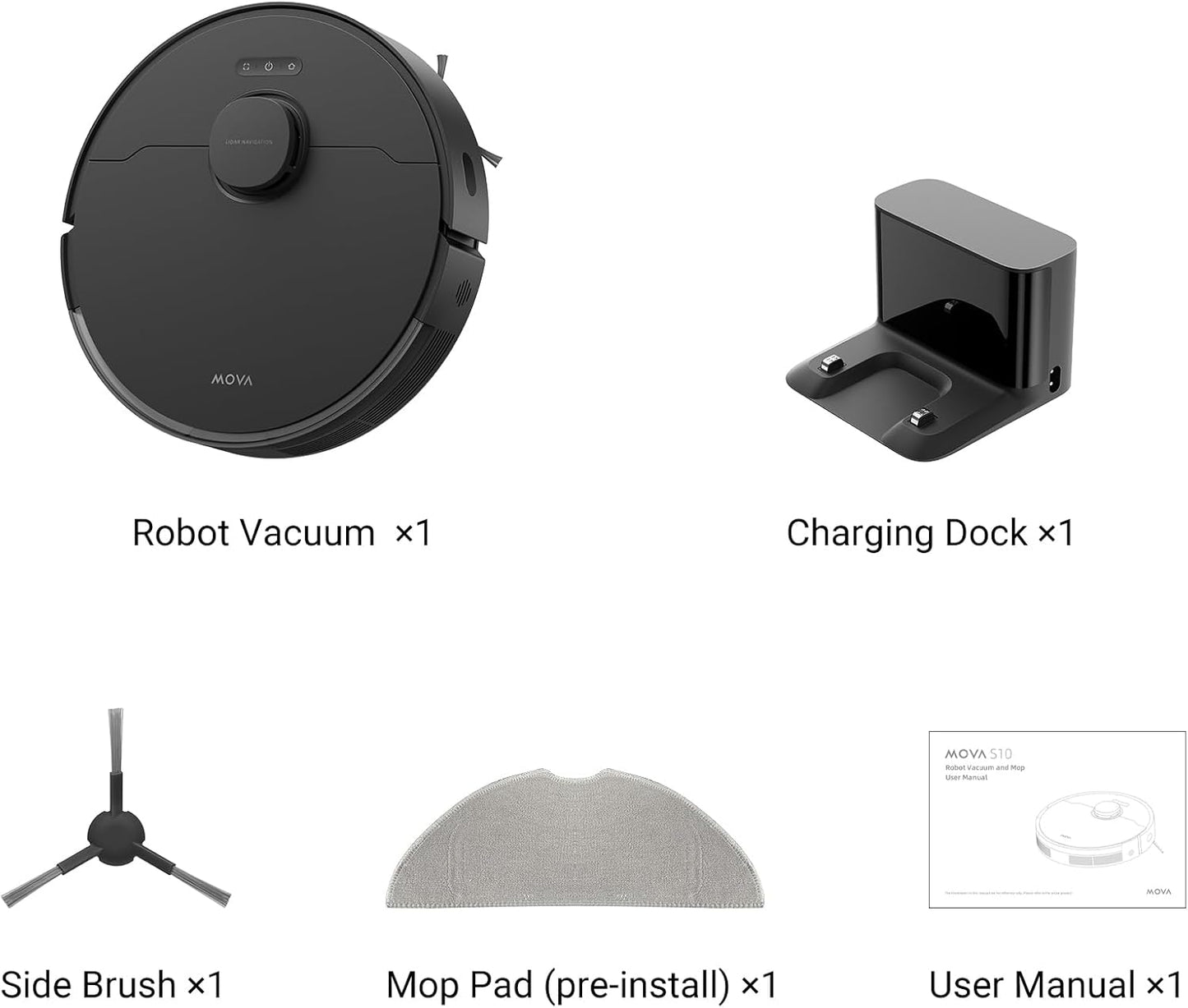 Mova S10 Robot Vacuum Cleaner with 7000Pa Suction 260 Mins Run Time Liftable Brush Self-Charging Robotic Vacuum Cleaner